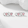 Heart Sterling Silver Pink Cubic Zirconia Stud Earrings ZA6656-2-1