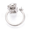 Bear Brass Micro Pave Clear Cubic Zirconia Cuff Ring Settings KK-T076-32P-3