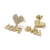 Brass Micro Pave Cubic Zirconia Dangle Stud Earrings EJEW-H308-05G-2