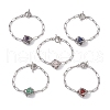 Round Mixed Gemstone Link Macrame Pouch Bracelets BJEW-JB10275-1