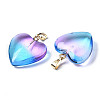 Two Tone Spray Painted Glass Pendants GLAA-N035-016-C02-4