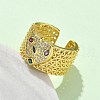 Brass Micro Pave Cubic Zirconia Adjustable Cuff Rings RJEW-V009-06G-3