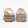 Transparent Resin & Walnut Wood Pendants RESI-Q210-005A-A01-2