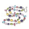 Brass Micro Pave Colorful Cubic Zirconia Link Chain Necklaces NJEW-M089-01P-2