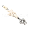 Ocean Alloy & Starfish Rondelle Synthetic Turquoise Beaded Pendants PALLOY-JF04012-01-3