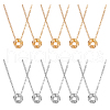 FIBLOOM 10Pcs 5 Style 304 Stainless Steel Ring Knot Pendant Necklaces Set for Women NJEW-FI0001-23-1