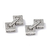 Rack Plating Brass Micro Pave Clear Cubic Zirconia Fold Over Clasps KK-G448-01P-3