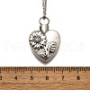 304 Stainless Steel Heart Sunflower Cinerary Casket Pendant Necklaces NJEW-V002-03P-5