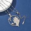 304 Stainless Steel Hollow Star with Prayer Pendant Necklaces for Ramadan & Eid Mubarak NJEW-D318-04P-3
