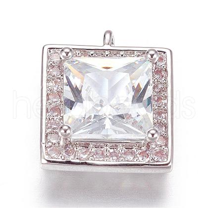 Brass Micro Pave Cubic Zirconia Charms ZIRC-P060-11P-1