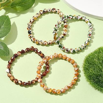 Sythetic Amber Beads Stretch Bracelets for Women BJEW-JB11536-1