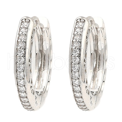 Brass Micro Pave Cubic Zirconia Hoop Earrings EJEW-D078-12P-1