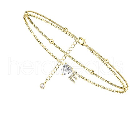 Heart & Letter Brass with Crystal Rhinestone Anklets FS-WG6749C-05-1