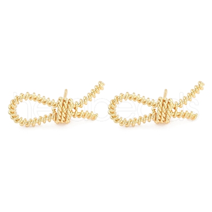 Knot Brass Stud Earrings for Women EJEW-S216-04B-G-1