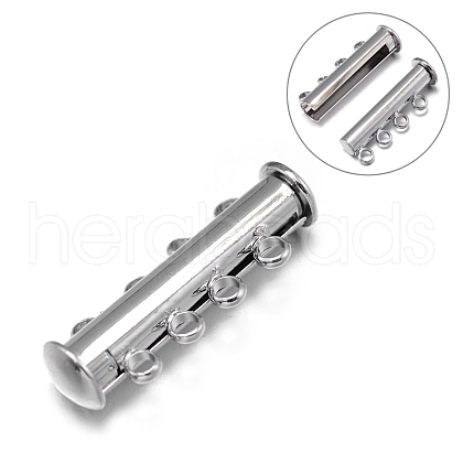 4-Strands 8-Holes Tube Brass Magnetic Slide Lock Clasps KK-D474-P-NF-1