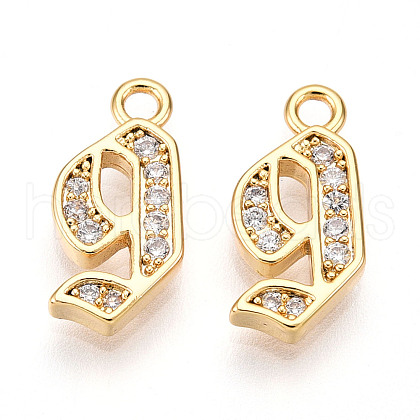 Brass Micro Pave Cubic Zirconia Charms KK-N261-104J-G-1