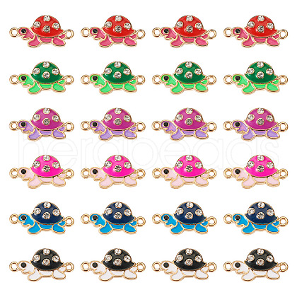 24Pcs 6 Colors Alloy Enamel Connector Charms ENAM-TA0001-58-1
