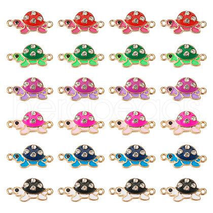 24Pcs 6 Colors Alloy Enamel Connector Charms ENAM-TA0001-58-1