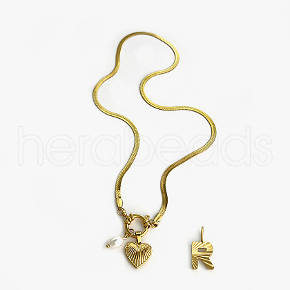 304 Stainless Steel Letter and Heart Pendant Necklaces for Women FS-WG694DF-18-1