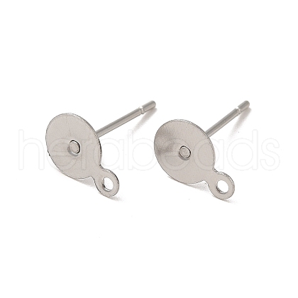 304 Stainless Steel Flat Round Blank Peg & Post Ear Studs Findings X-STAS-E025-1-1