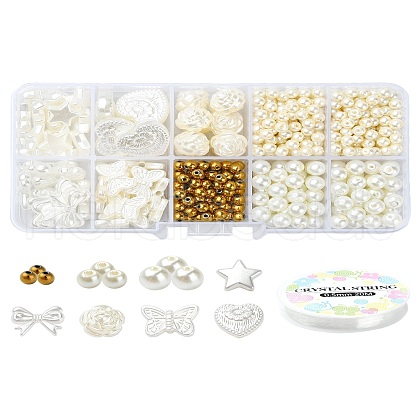 DIY Imitation Pearl Plastic Stretch Bracelet Making Kit DIY-YW0009-04-1