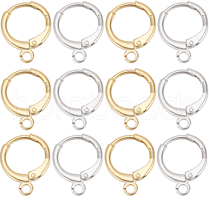 SUNNYCLUE 20 Pairs 2 Colors Brass Leverback Earring Findings KK-SC0005-64-1