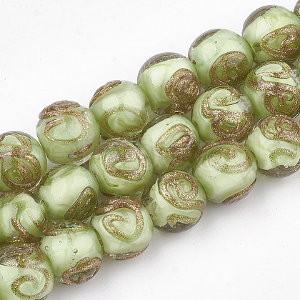 Handmade Gold Sand Lampwork Beads LAMP-T006-06J-1