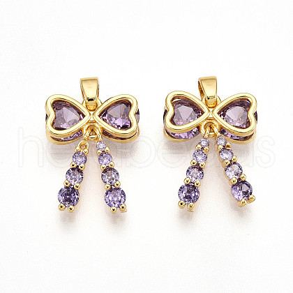 Brass Micro Pave Cubic Zirconia Pendants KK-N257-26C-G-1