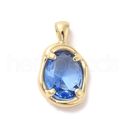 Golden Brass Micro Pave Cubic Zirconia Pendants KK-U031-02G-05-1