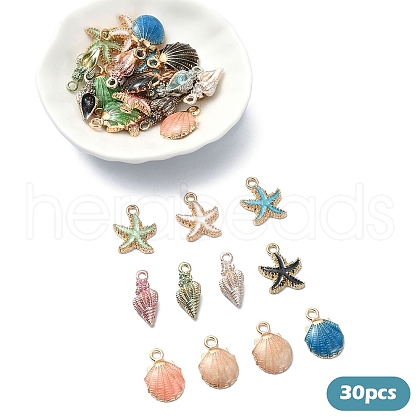30Pcs 15 Styles Alloy Enamel Pendants ENAM-YW0003-88-1