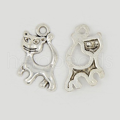 Tibetan Style Alloy Kitten Pendants TIBEB-A101634-AS-LF-1