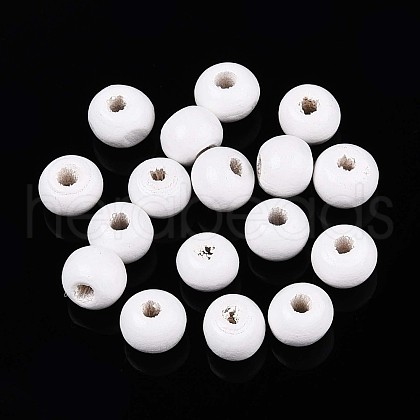 Spray Painted Round Natural Schima Wood Beads WOOD-T032-6mm-30-1