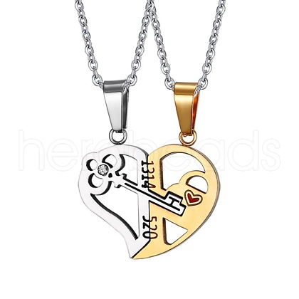 2Pcs 2 Style Word 1314 520 Couple Necklaces Sets VALE-PW0001-011G-1-1