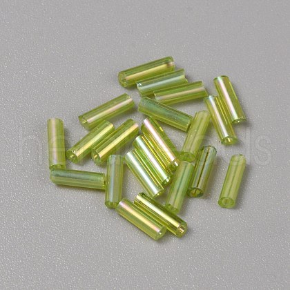 300Pcs Transparent Glass Round Bugle Beads GLAA-WH0015-74G-1
