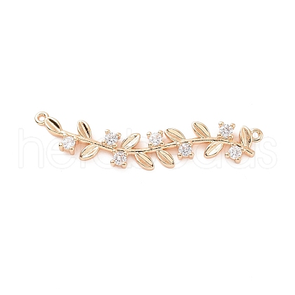 Brass Pave Clear Cubic Zirconia Connector Charms ZIRC-K088-08KCG-1