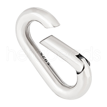   1Pc Rhodium Plated 925 Sterling Silver Spring Rings Clasp STER-PH0002-26-1