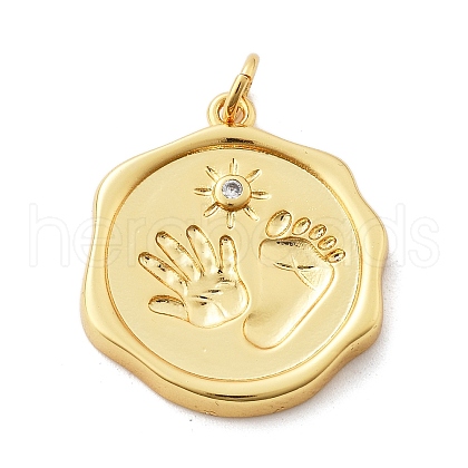 Rack Plating Brass Micro Pave Cubic Zirconia Pendants KK-D359-34G-01-1