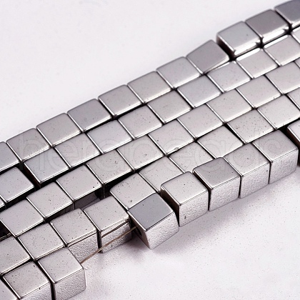Electroplate Non-magnetic Synthetic Hematite Beads Strands G-J170A-4x4mm-01-1