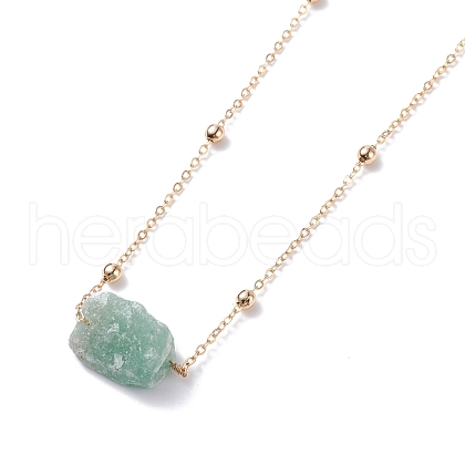 Natural Green Aventurine Raw Stone Pendant Necklace for Women NJEW-JN03781-01-1