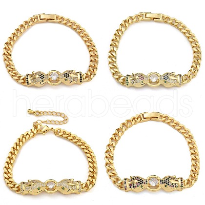 Brass Micro Pave Cubic Zirconia Bracelets BJEW-K261-20G-1