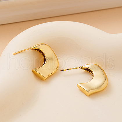 Vintage C-Shaped Stainless Steel Stud Earrings BC9200-1