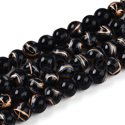 Baking Painted Glass Beads Strands DGLA-N010-8mm-10-1
