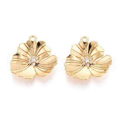 Brass Micro Pave Cubic Zirconia Pendants KK-N263-11G-1