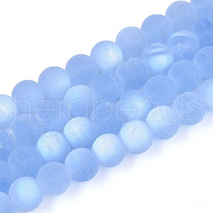 Frosted Transparent Glass Beads Strands GLAA-T032-T10mm-MBB04-1