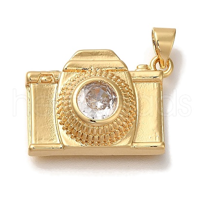 Rack Plating Brass Micro Pave Cubic Zirconia Pendants X-KK-I720-21G-1