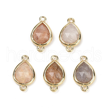 Natural Sunstone Faceted Connector Charms G-L514-048P-01-1