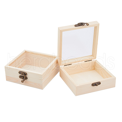 DICOSMETIC 2Pcs Wooden Storage Boxes WOCR-DC0001-01A-1