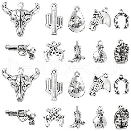 100 pcs 10 Style Tibetan Style Alloy Pendants TIBEP-CJ0001-32-1