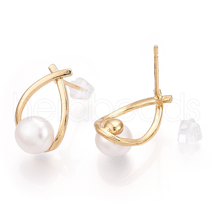 Natural Pearl Teardrop Stud Earrings PEAR-N017-06B-1