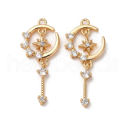 Brass Micro Pave Clear Cubic Zirconia Pendants KK-Z112-31G-1